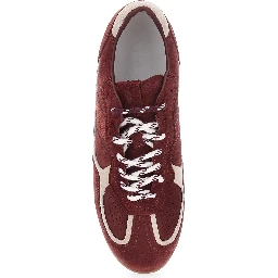 Bordeaux Low Top Sneakers with Logo Lettering on the Side in Suede for Women