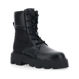 Aurea Black Ankle Boots with Slip-On Design and Logo lettering on the Side in Leather for Women