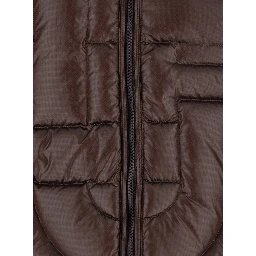 brown Down jacket with high collar and Monogram design in Tech Fabric Men