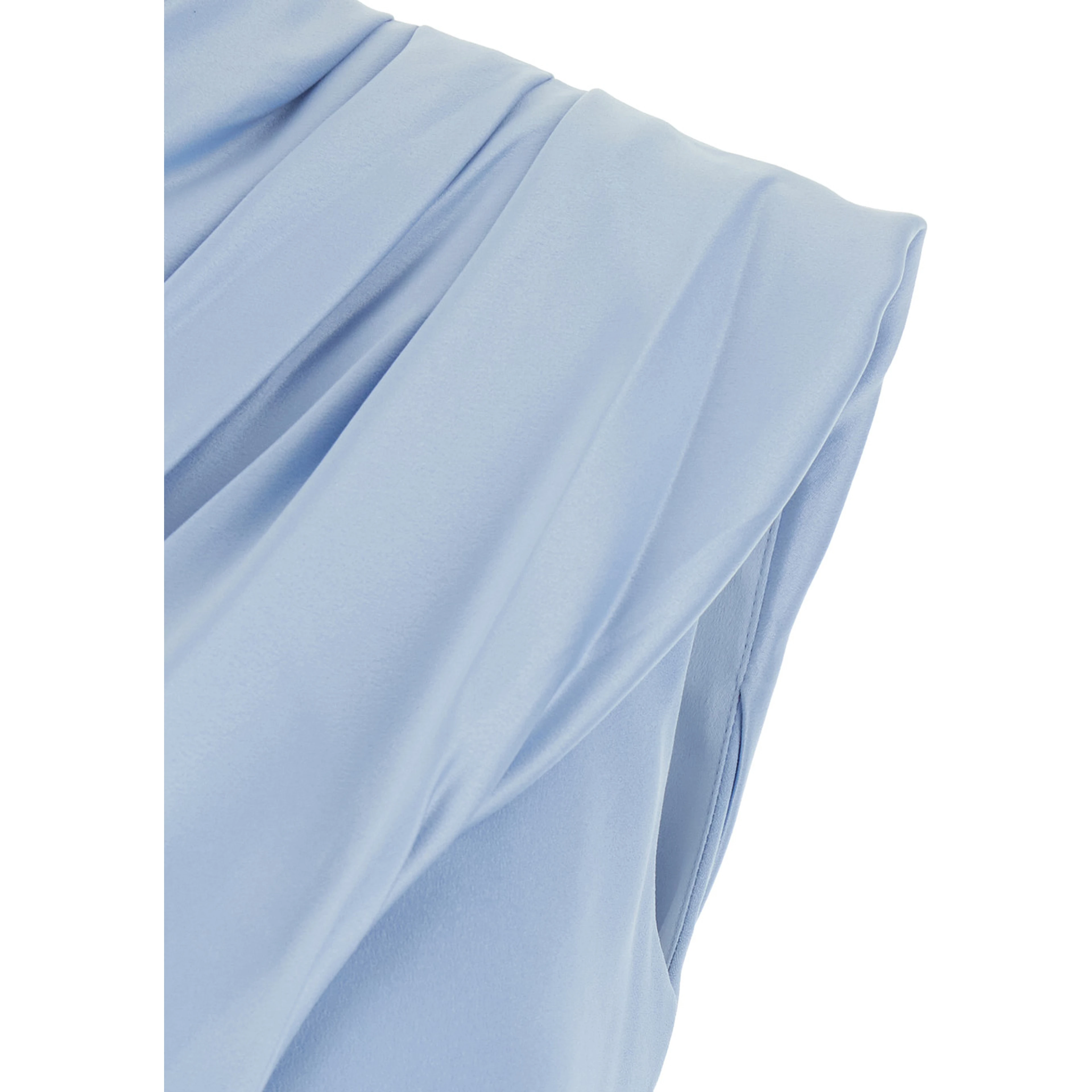 Gabriela Light blue One-Shoulder long dress with Asymmetrical Bodice and Draping in Tech Fabric for Women