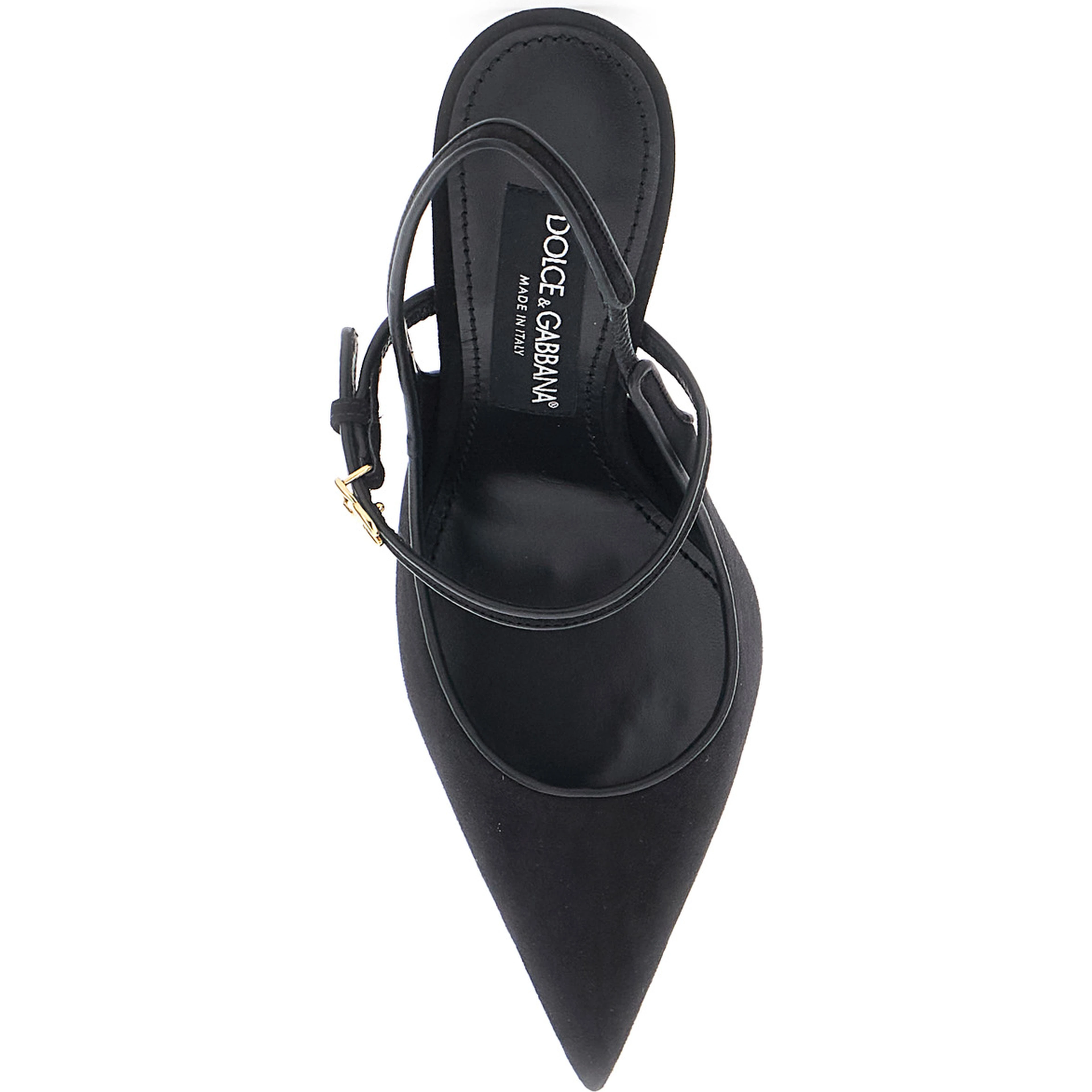 Black Slingback Pumps with Ankle Strap Closure in Suede for Women