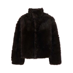 Brown Fur Jacket with Reversible design in Eco-fur for Women