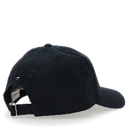 Blue Baseball Cap with Logo Patch on the Front and Back in Cotton for Men