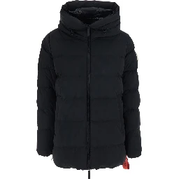 LEVI Black Down jacket with zip and logo patch on the sleeve in Tech Fabric women