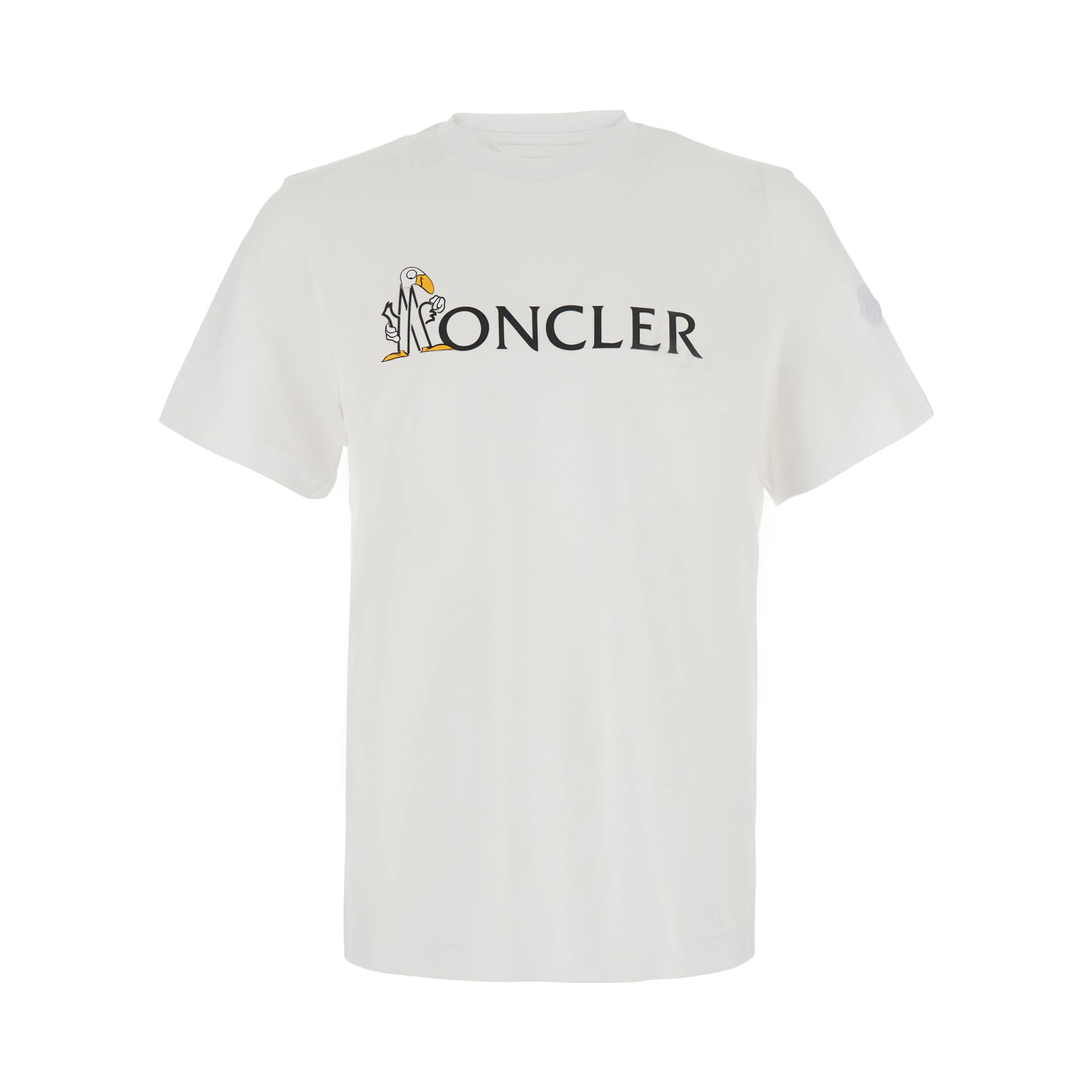 White T-shirt with logo on the front and logo patch on the sleeve in cotton for men