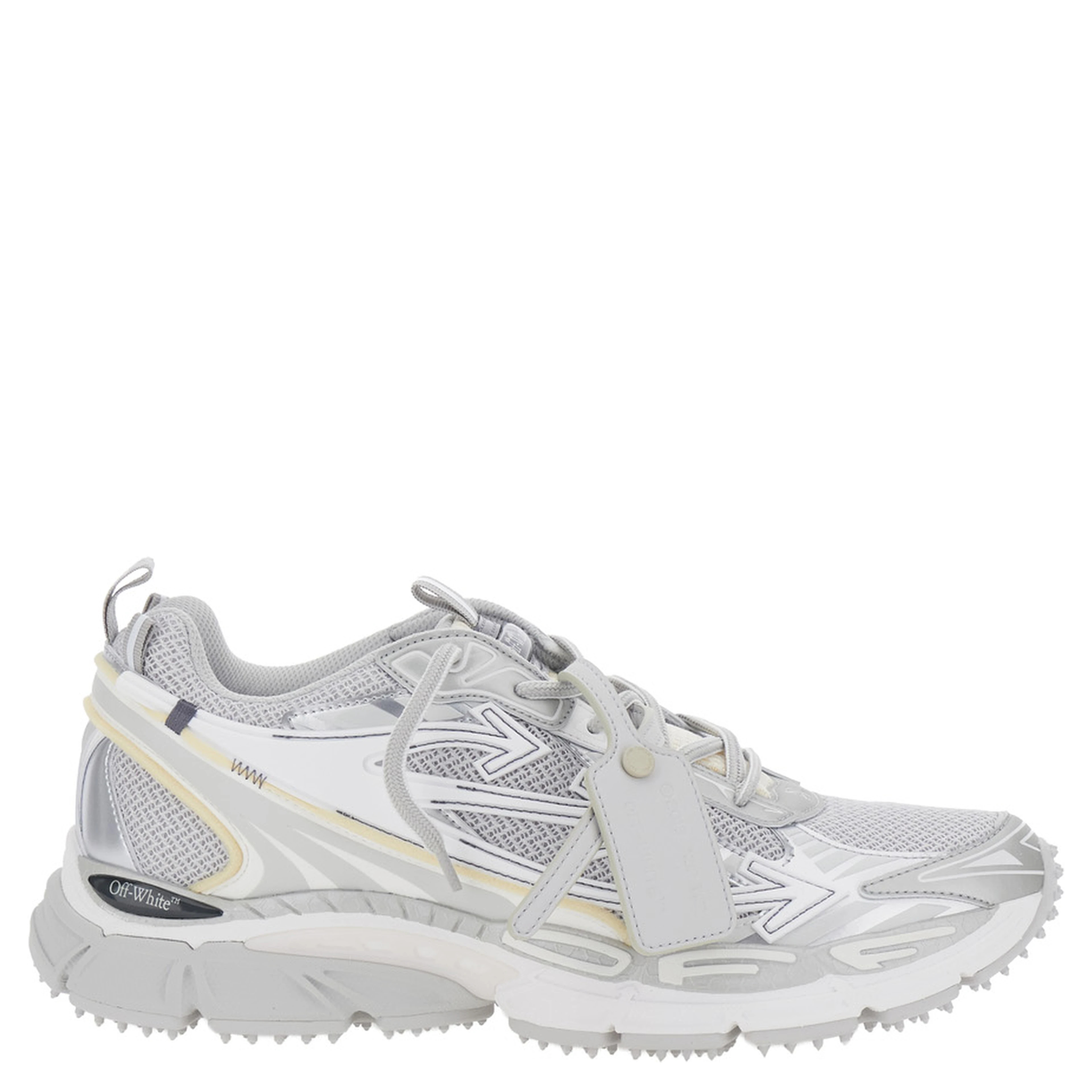 Be Right Back Gray Sneakers with Mesh Inserts and Arrow Detail on the Side in Leather and Tech Fabric for Men