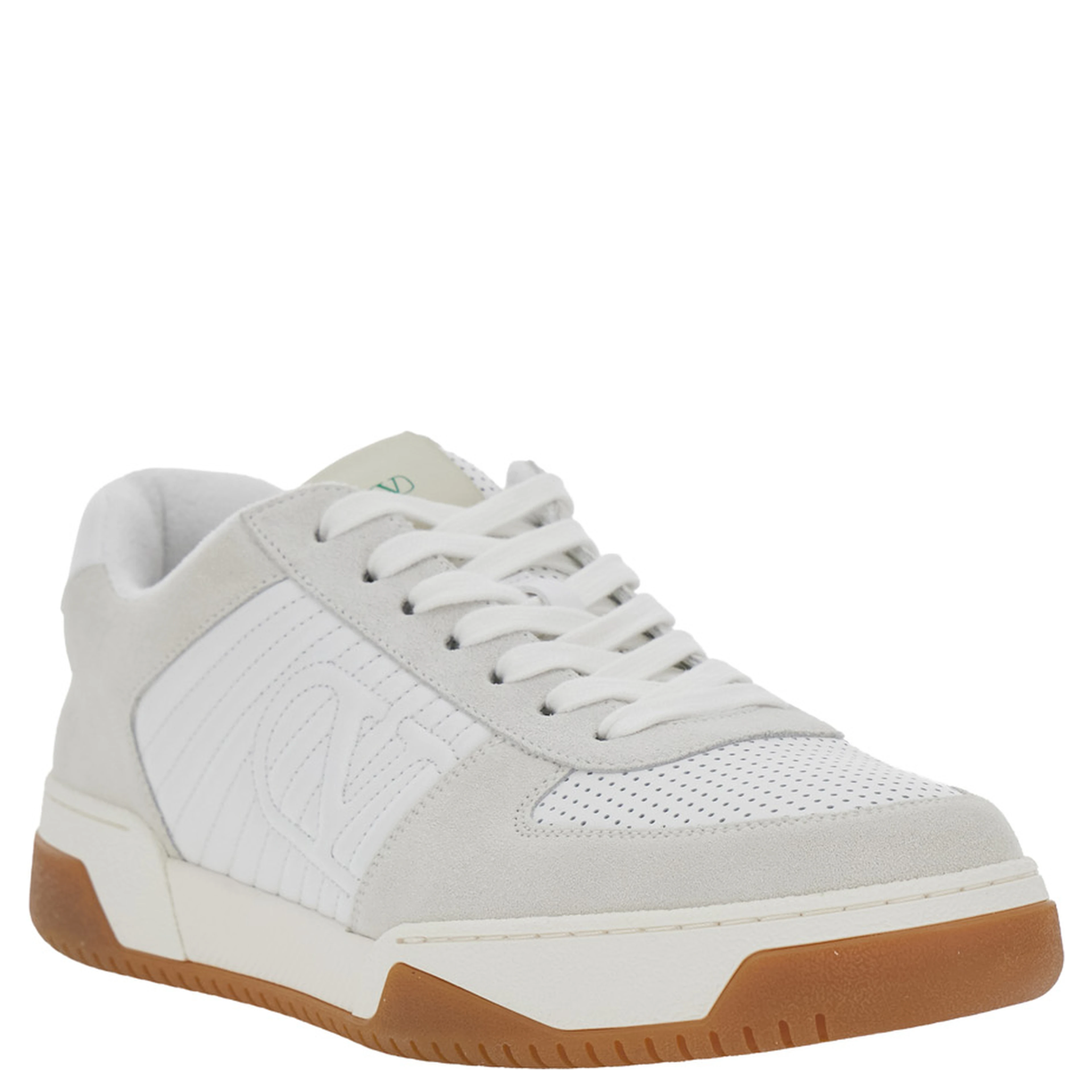 Sparry white Sneaker with VLogo on the side in leather and fabric for men