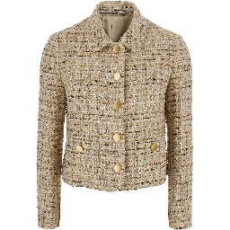 LUREX SHORT BOUCLE JACKET with bouclé details and pockets Beige woman