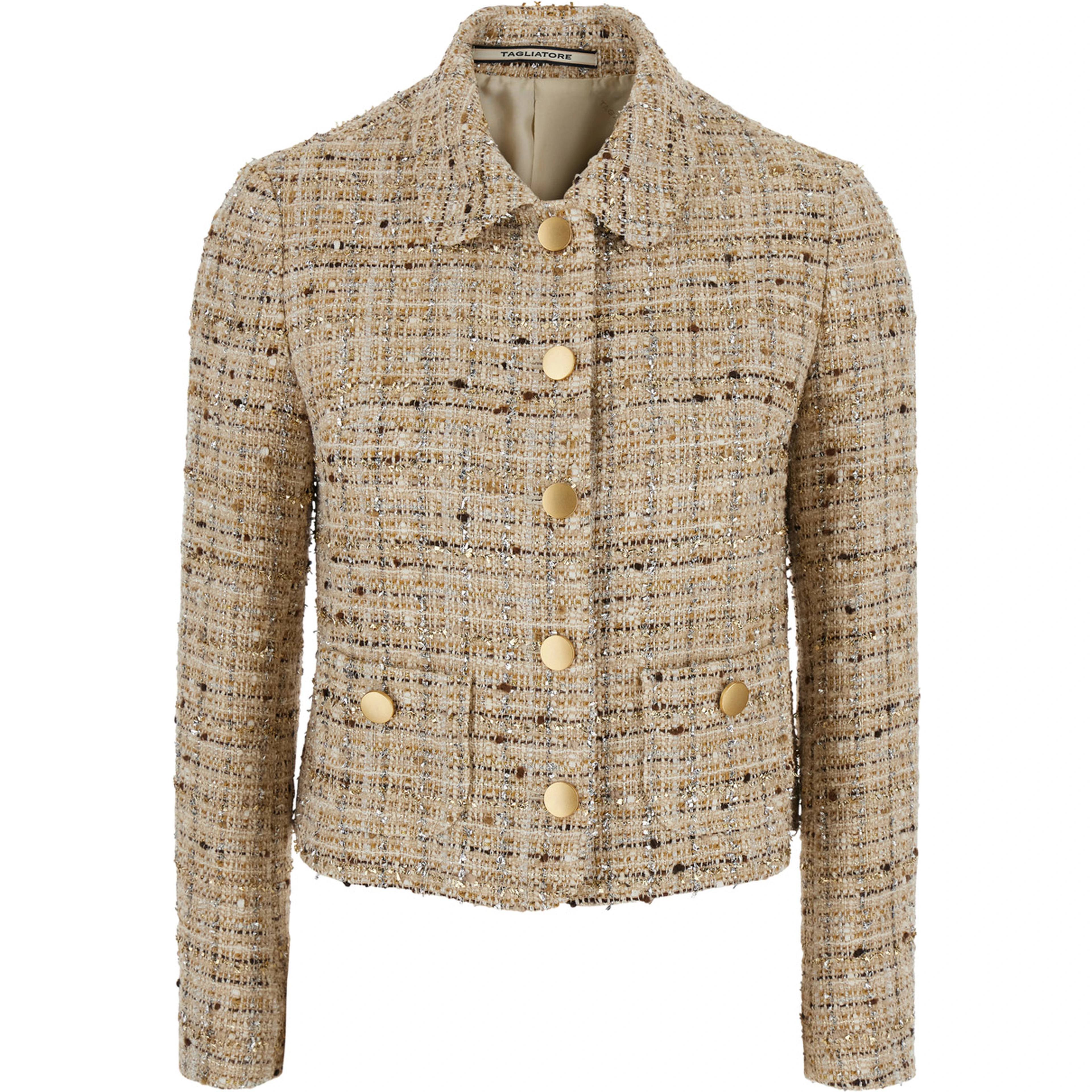 LUREX SHORT BOUCLE JACKET with bouclé details and pockets Beige woman