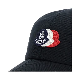 Blue Baseball Cap with Logo Patch on the Front and Back in Cotton for Men
