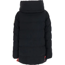 LEVI Black Down jacket with zip and logo patch on the sleeve in Tech Fabric women