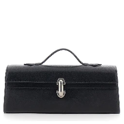 Slim Symmetry Clutch in black vintage leather for women