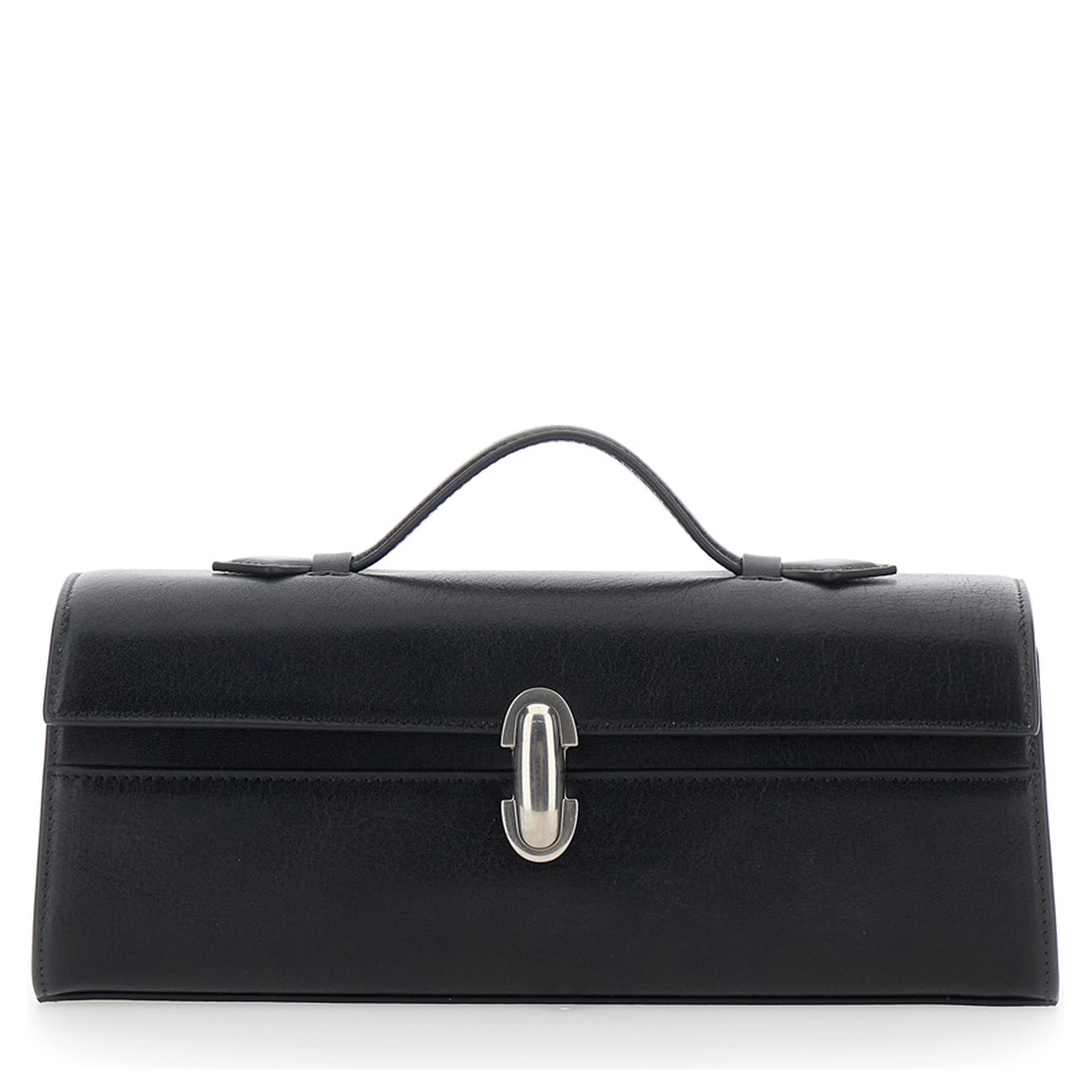 Slim Symmetry Clutch in black vintage leather for women