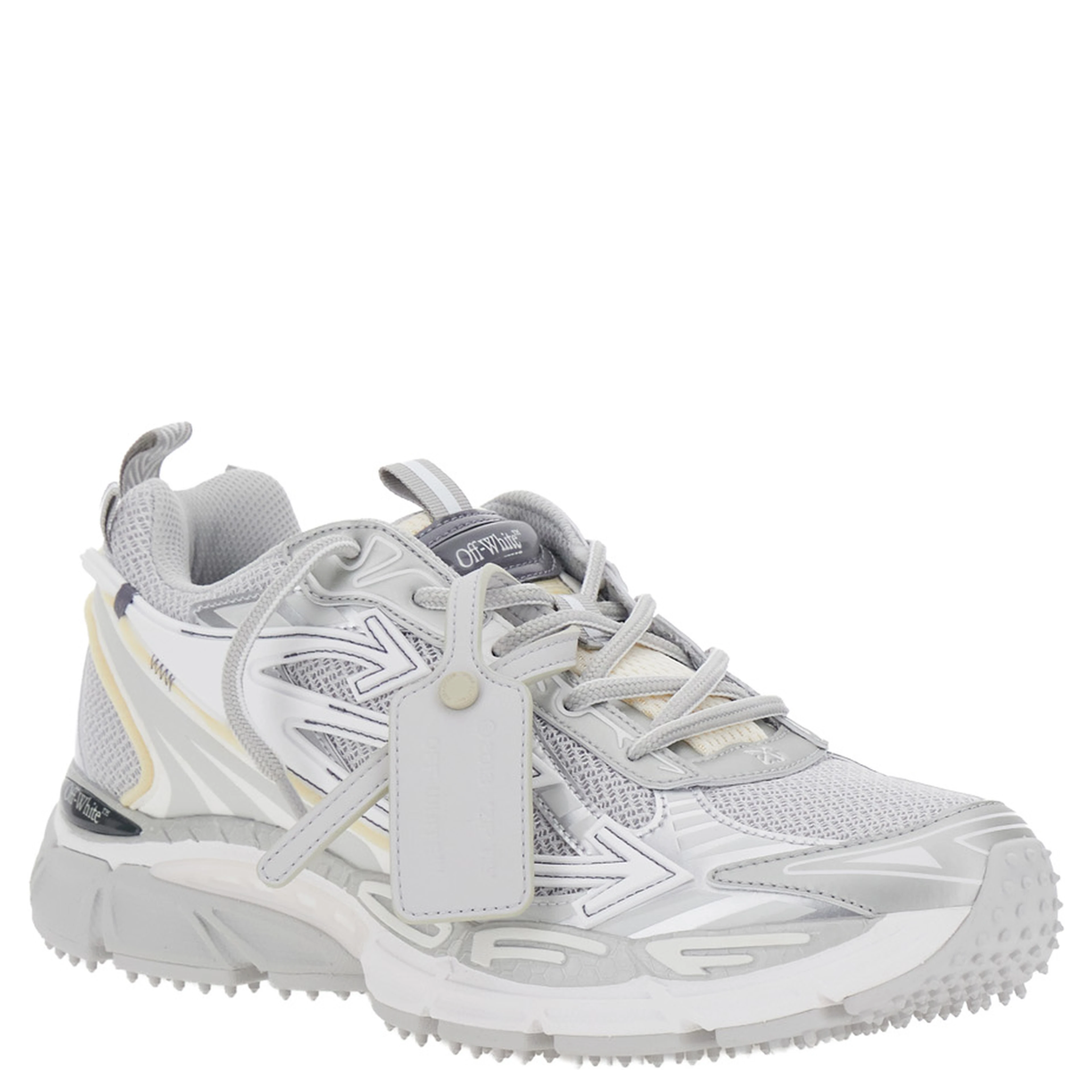 Be Right Back Gray Sneakers with Mesh Inserts and Arrow Detail on the Side in Leather and Tech Fabric for Men
