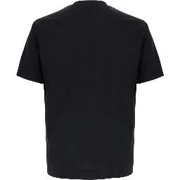 black T-shirt with printed logo on the front in cotton for Men