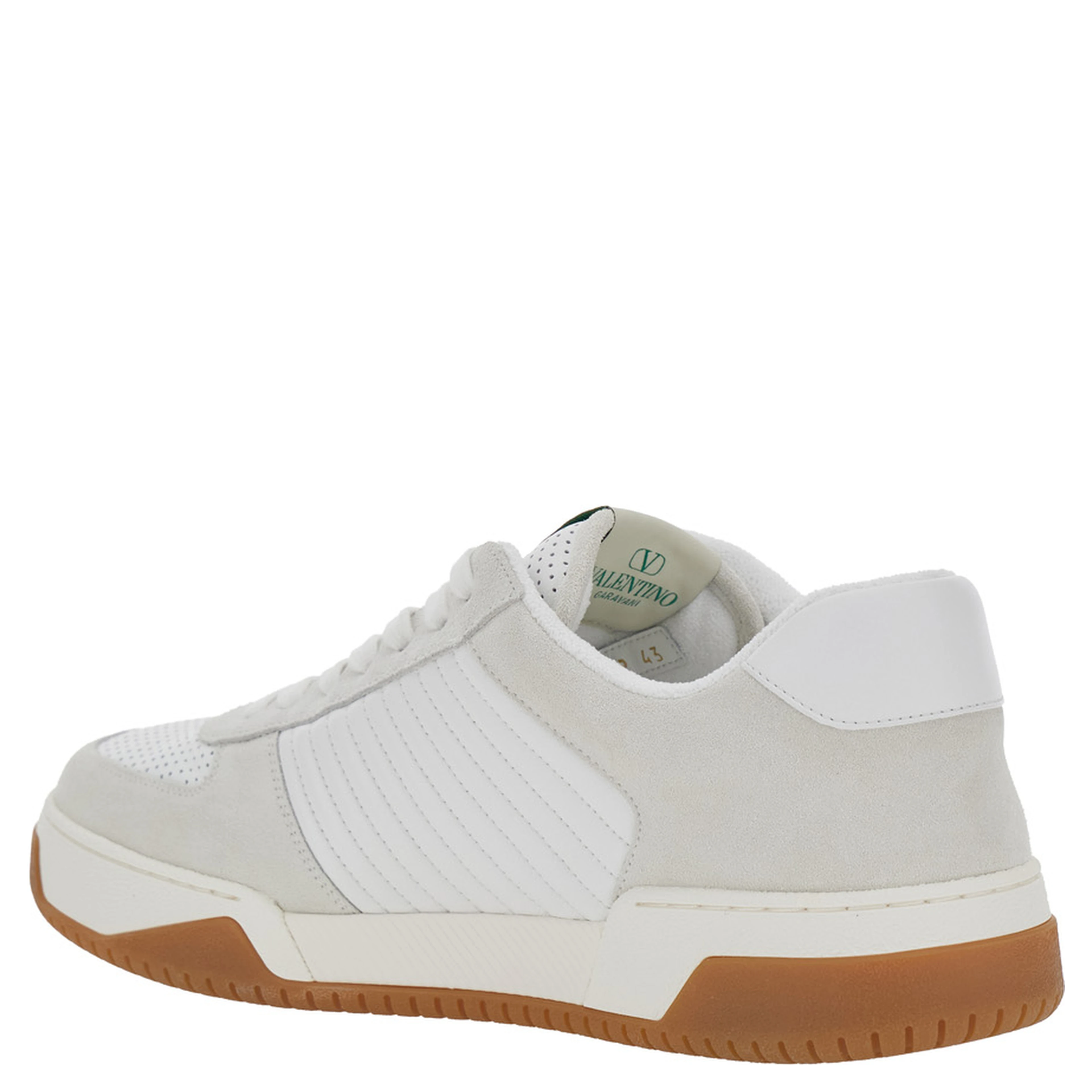 Sparry white Sneaker with VLogo on the side in leather and fabric for men