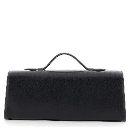 Slim Symmetry Clutch in black vintage leather for women