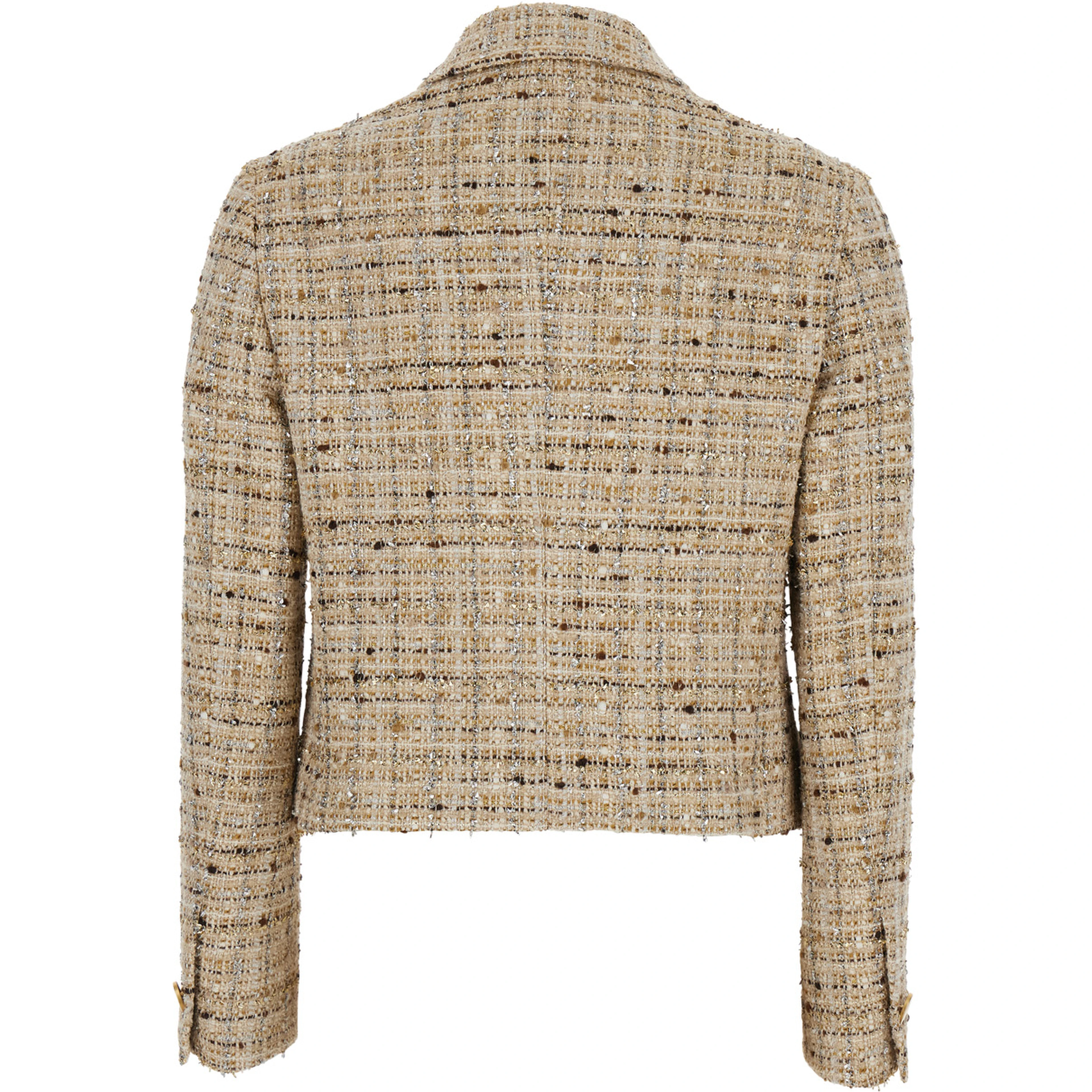 LUREX SHORT BOUCLE JACKET with bouclé details and pockets Beige woman