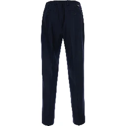 Blue Pants with semi-elasticated waist in wool Blend men