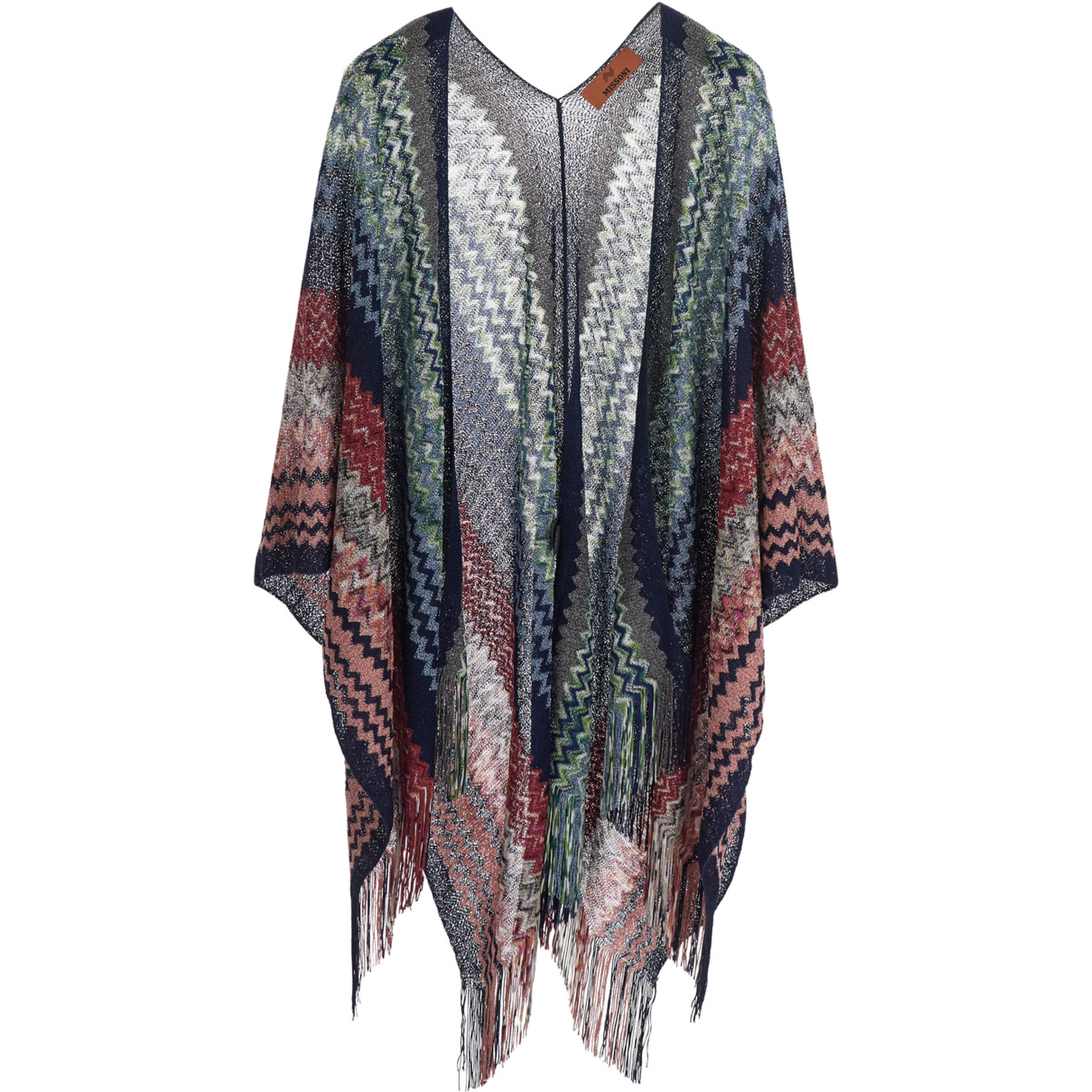 Cape with multicolored motif and tech fabric, multicolored, women