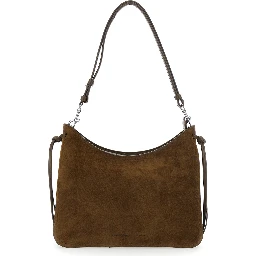Gig Brown Medium Shoulder bag with Adjustable and Removable Strap and Adjustable Belt in Suede for Women
