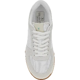 Sparry white Sneaker with VLogo on the side in leather and fabric for men