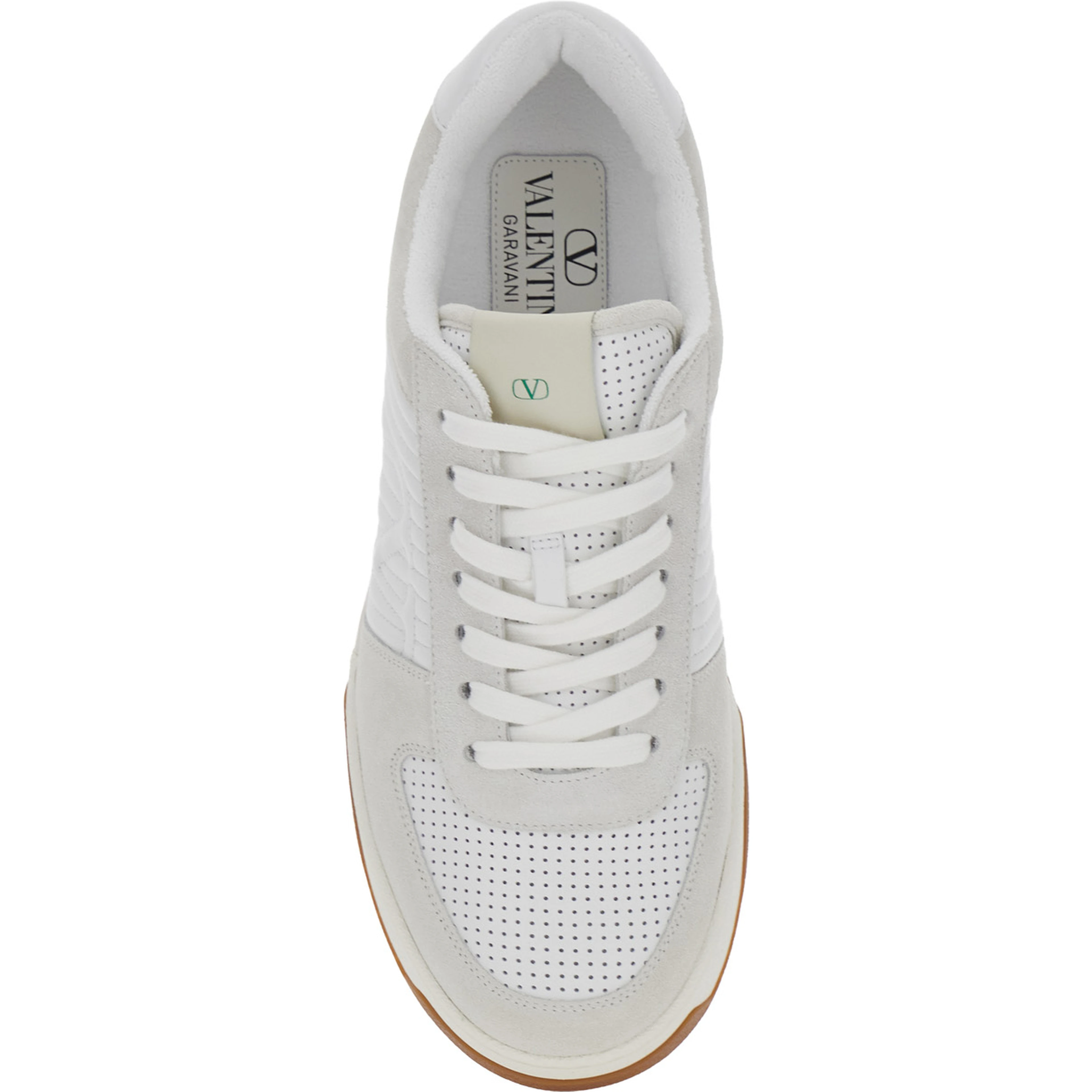 Sparry white Sneaker with VLogo on the side in leather and fabric for men