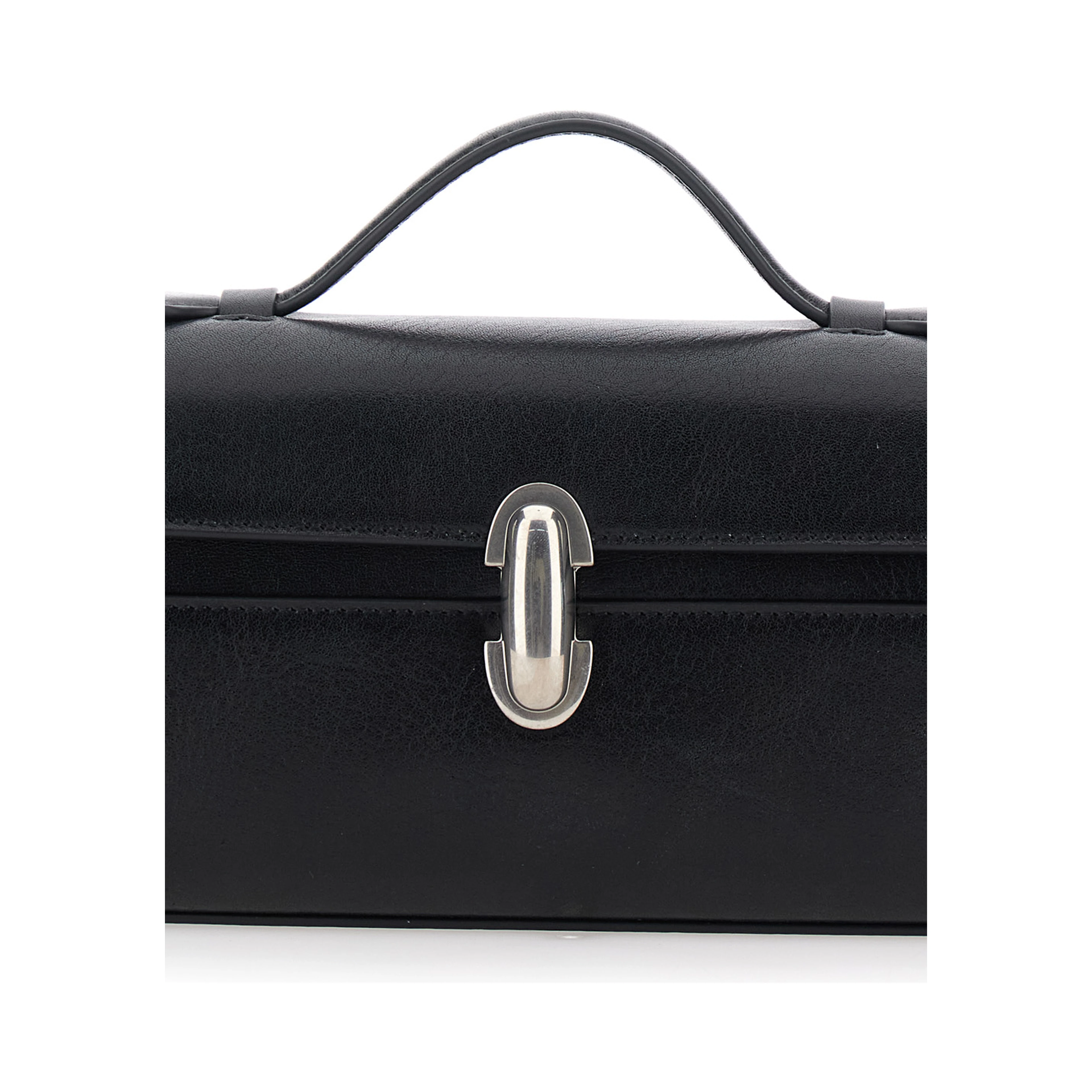 Slim Symmetry Clutch in black vintage leather for women