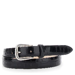 black Belt with crocodile effect in leather for women