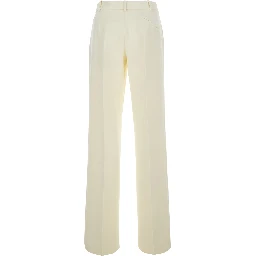 White Flared Pants with Front Pleats in Tech Fabric for Women