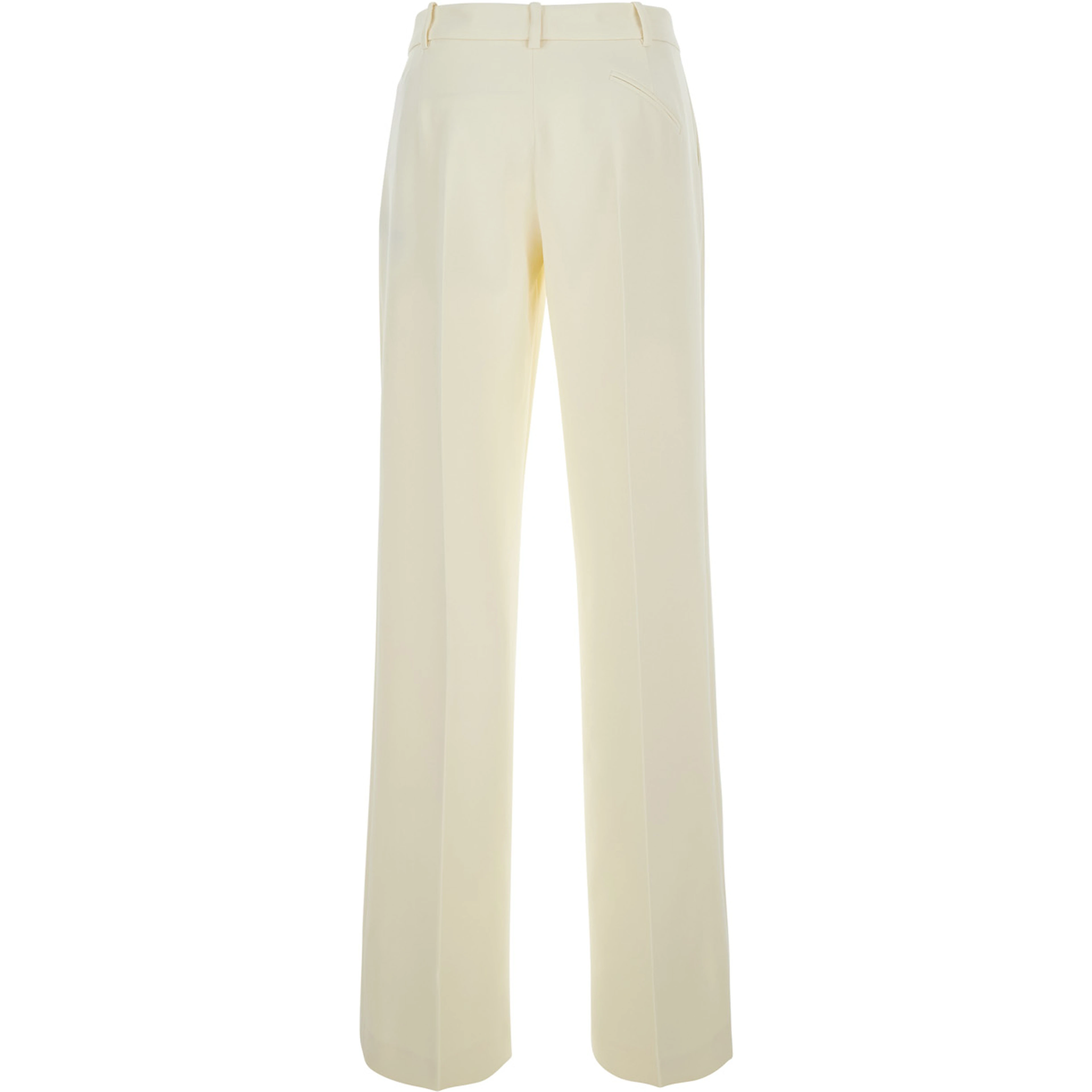 White Flared Pants with Front Pleats in Tech Fabric for Women