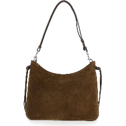 Gig Brown Medium Shoulder bag with Adjustable and Removable Strap and Adjustable Belt in Suede for Women