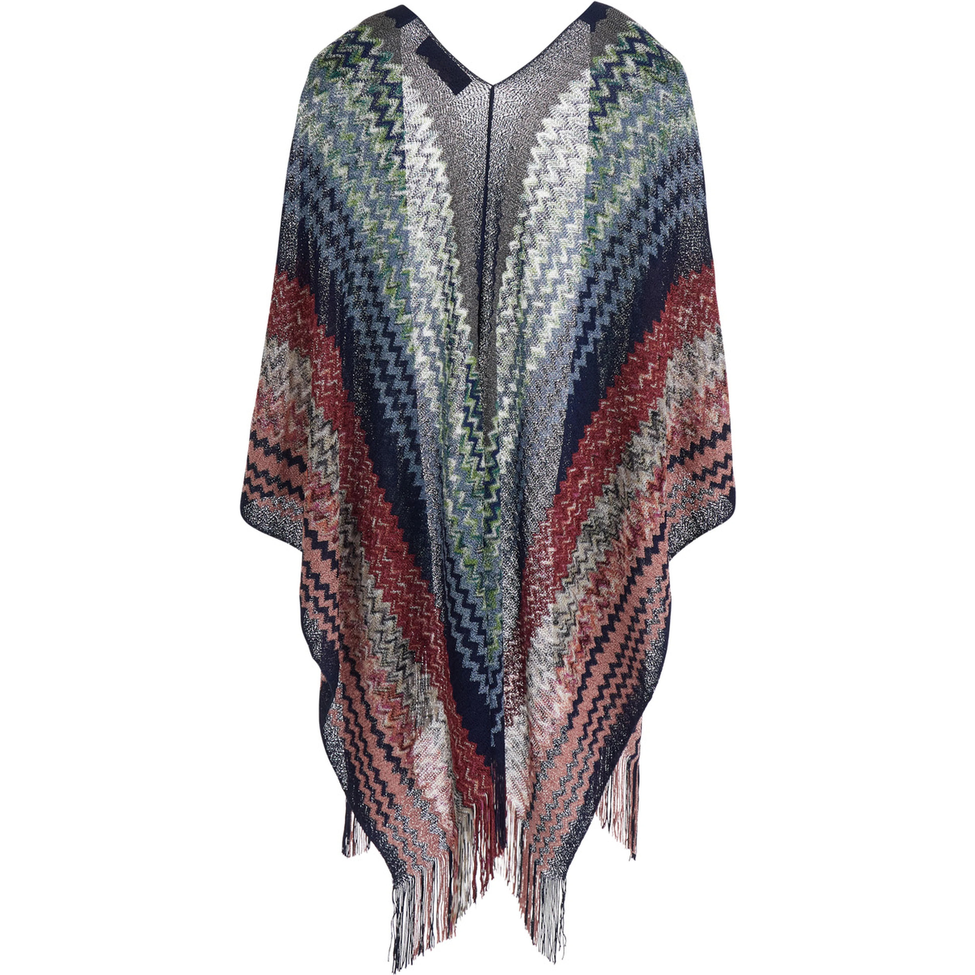 Cape with multicolored motif and tech fabric, multicolored, women