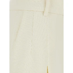 White Flared Pants with Front Pleats in Tech Fabric for Women