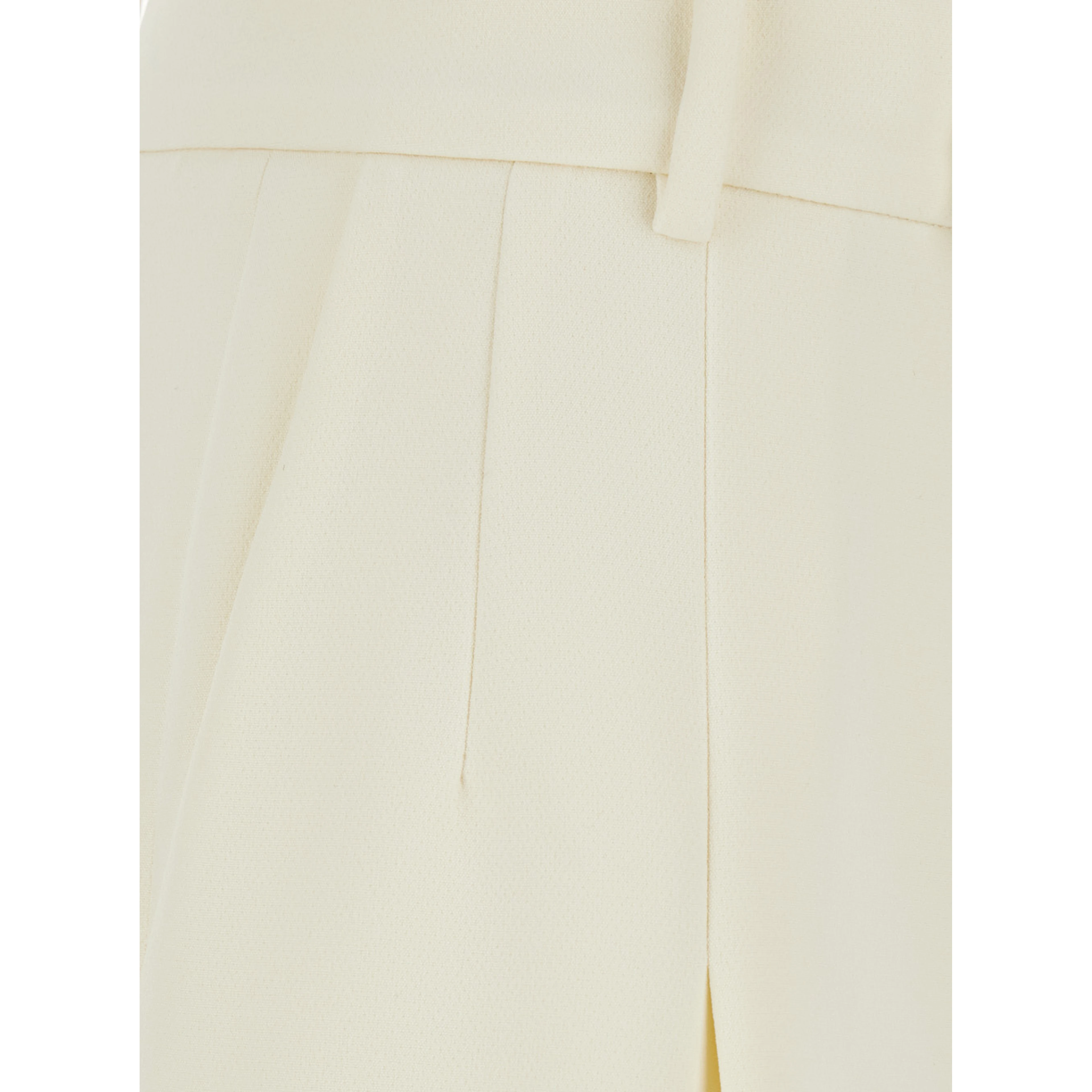White Flared Pants with Front Pleats in Tech Fabric for Women