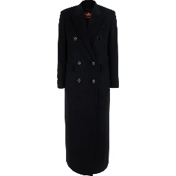 EFFIGE black Double-breasted coat with wide lapels in wool for women