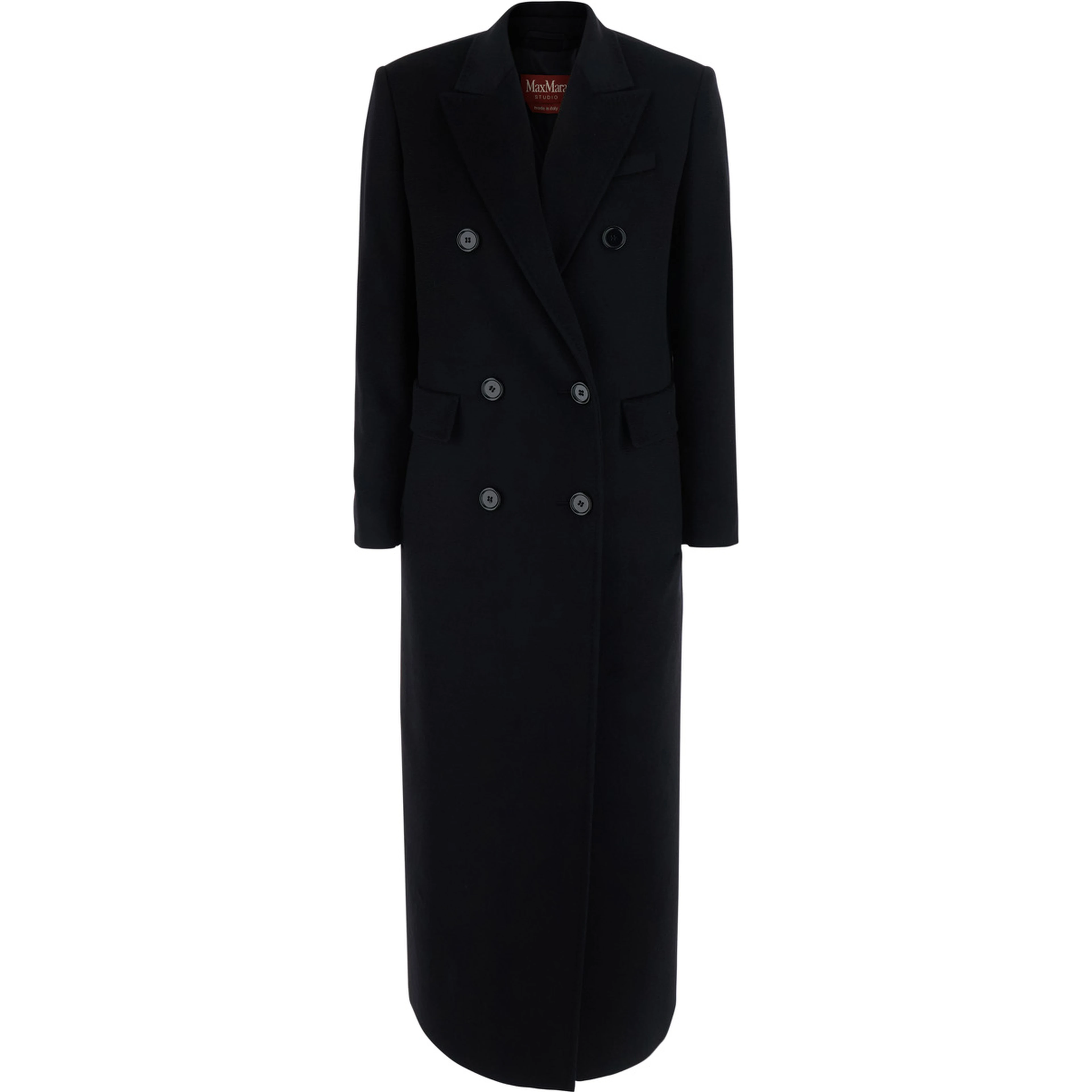 EFFIGE black Double-breasted coat with wide lapels in wool for women