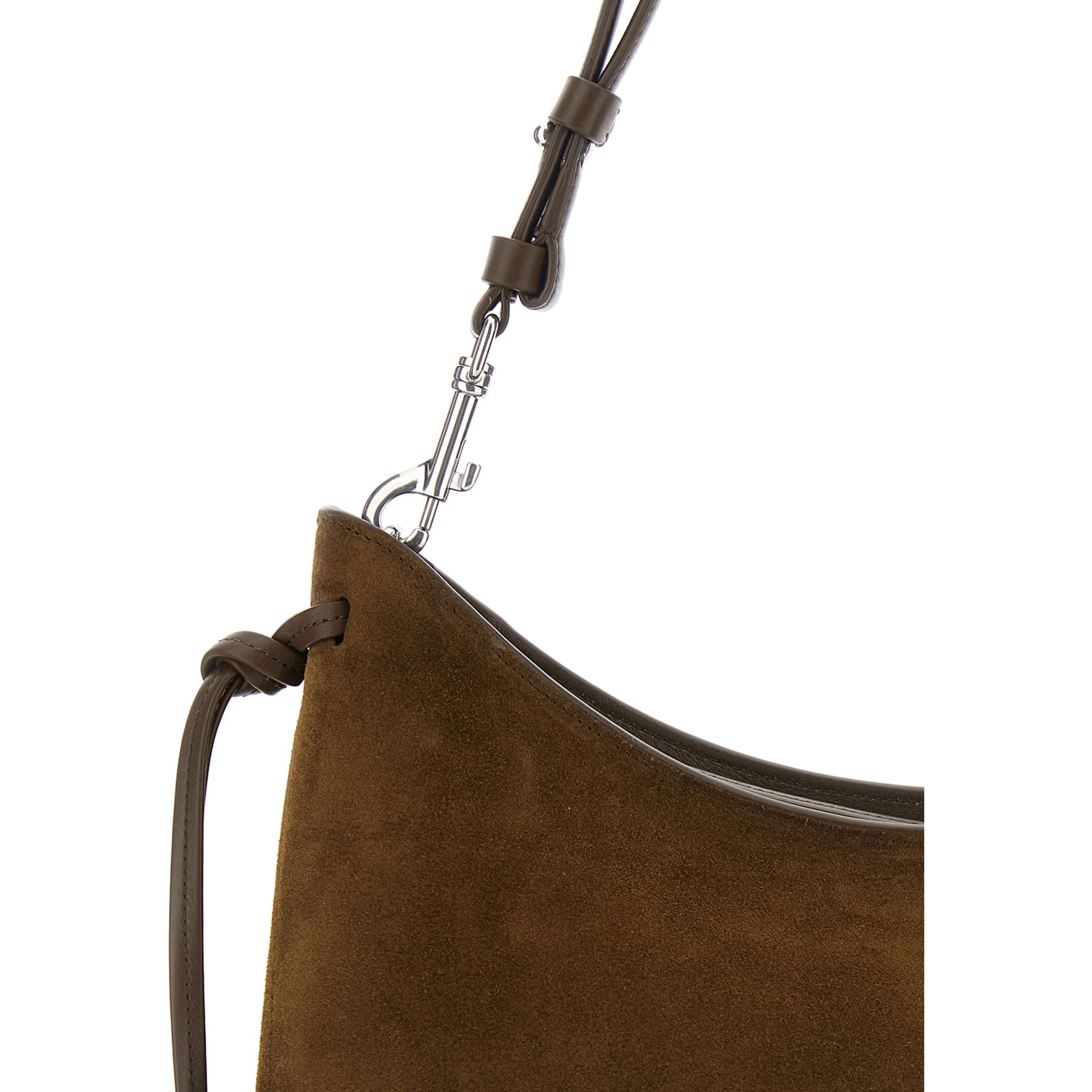 Gig Brown Medium Shoulder bag with Adjustable and Removable Strap and Adjustable Belt in Suede for Women