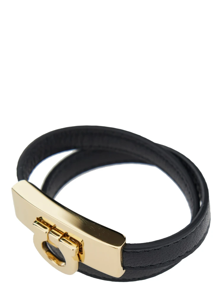 Double Wrap Gancini Black Leather Bracelet for Women alternative