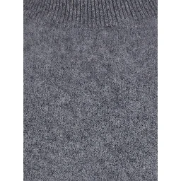 Gray Short Crew-Neck Sweater in Wool and Cashmere for Women