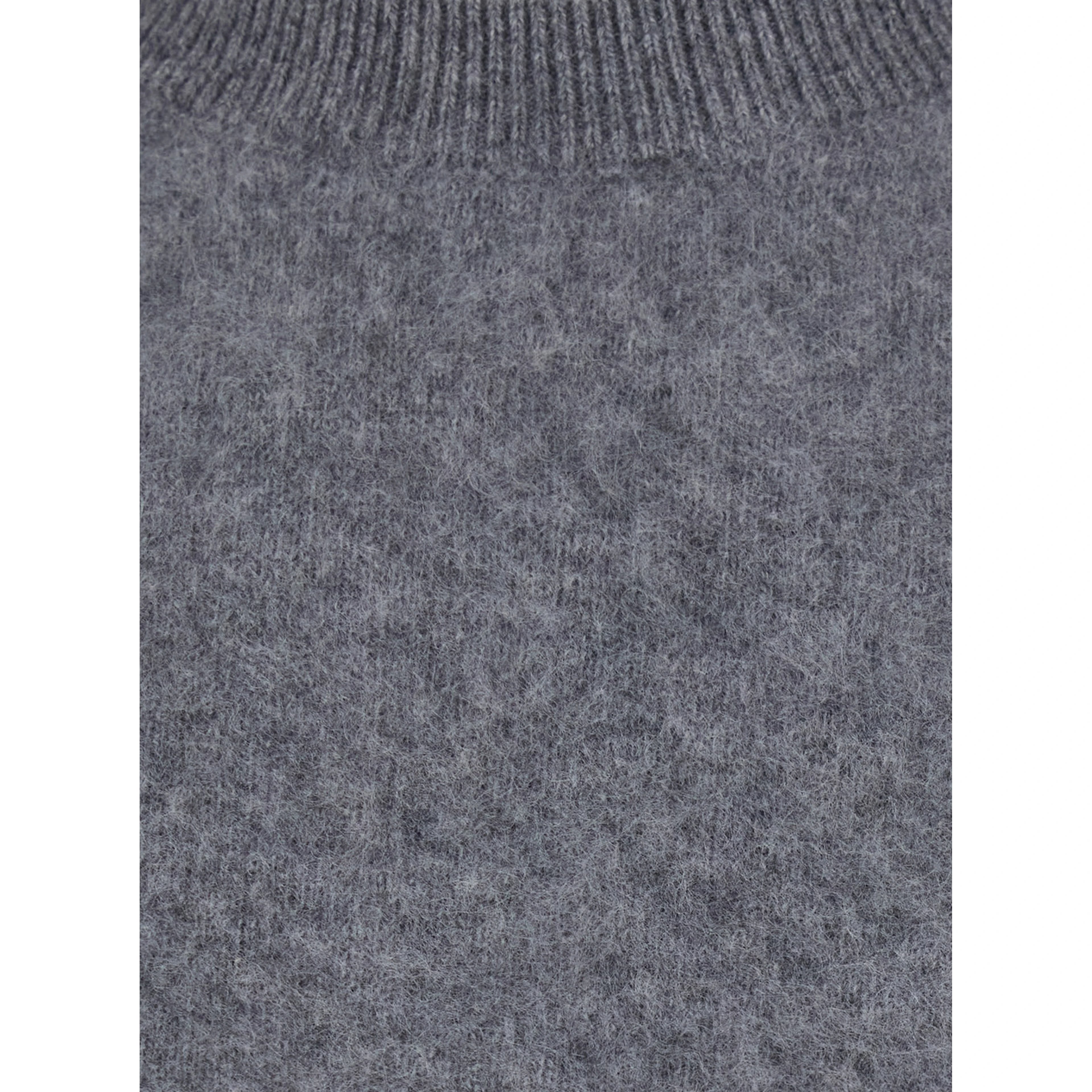 Gray Short Crew-Neck Sweater in Wool and Cashmere for Women