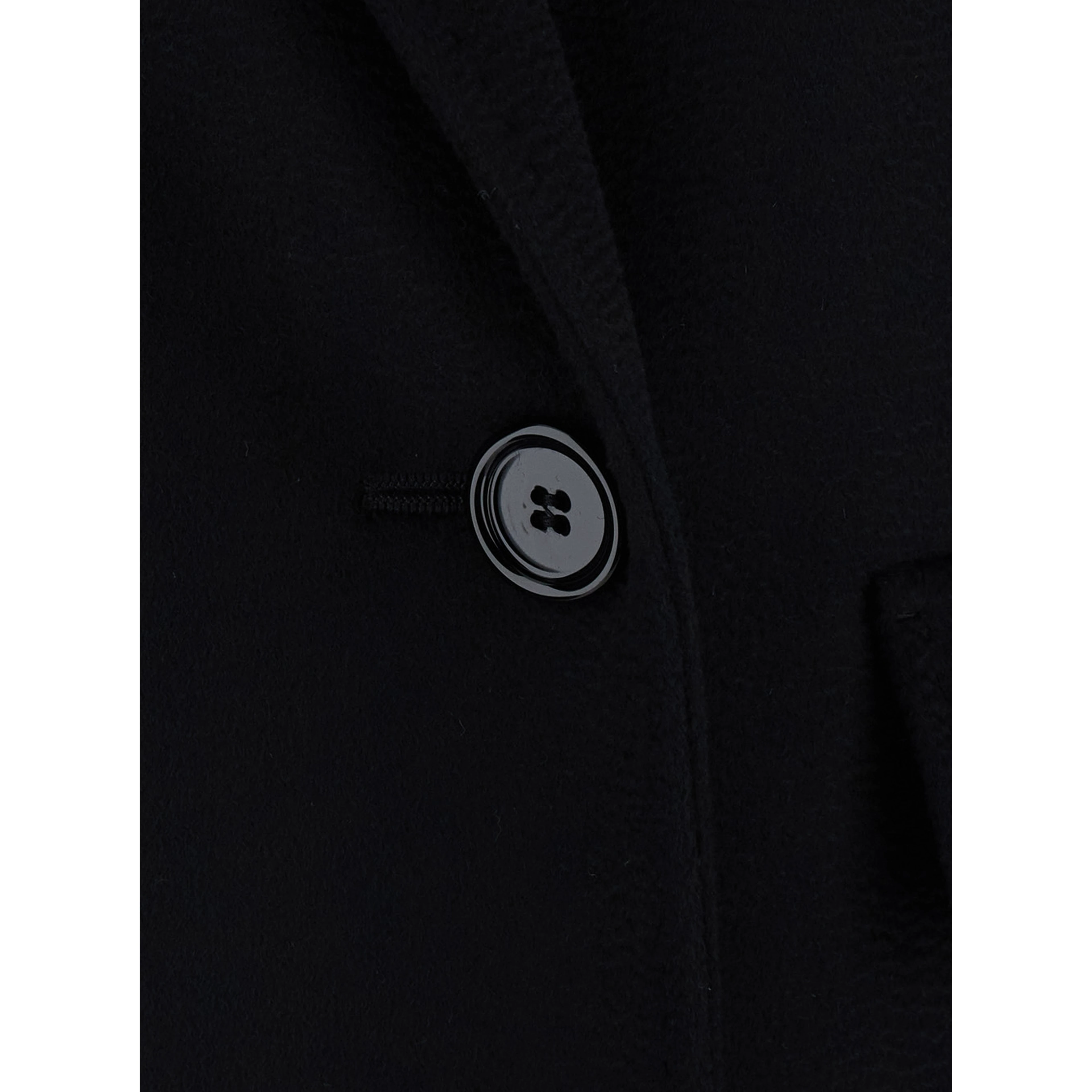 EFFIGE black Double-breasted coat with wide lapels in wool for women