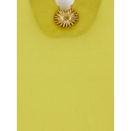 Yellow Kaftan with V-neck and front metal plate in silk Women