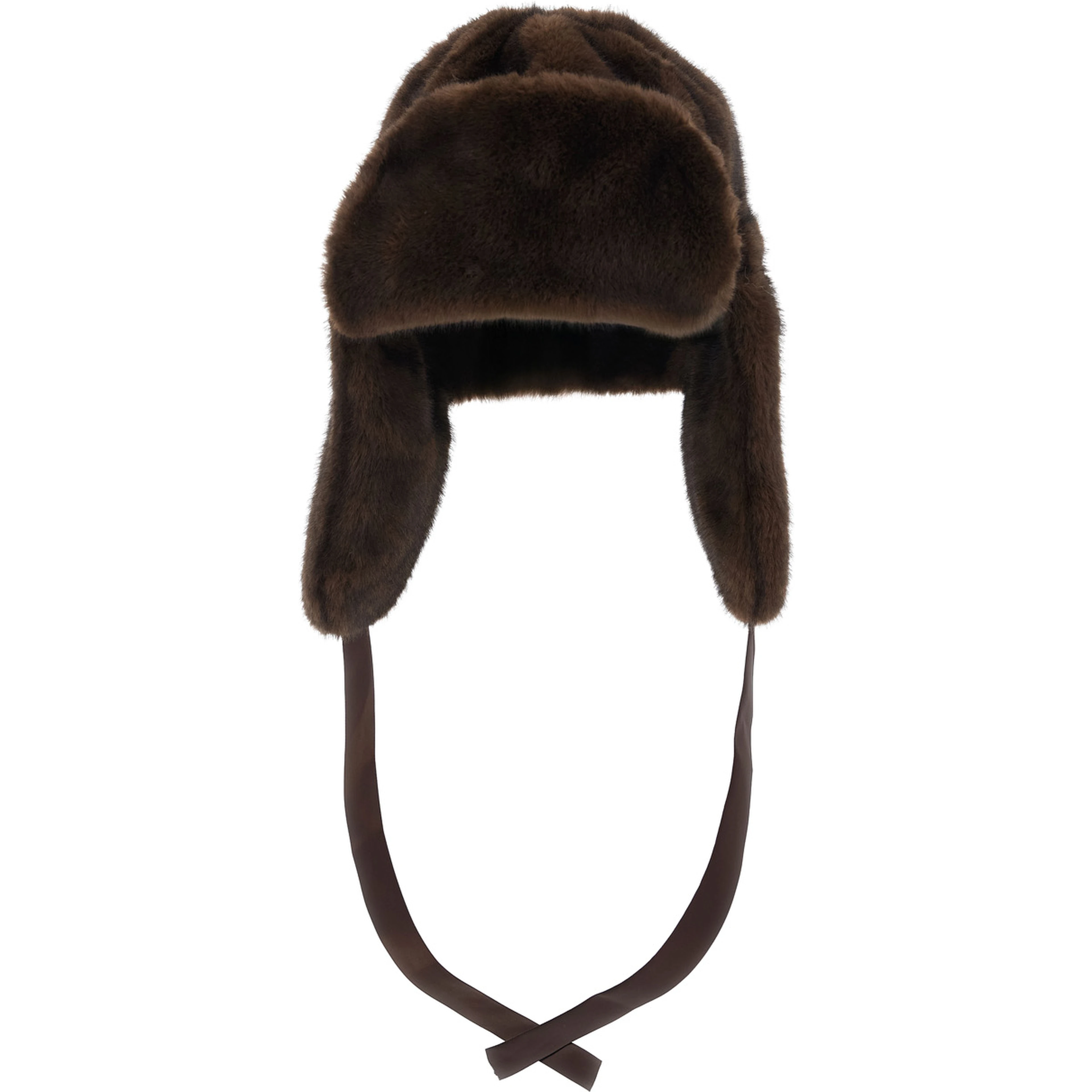 Brown Beanie with Adjustable Drawstring in Fur for Women