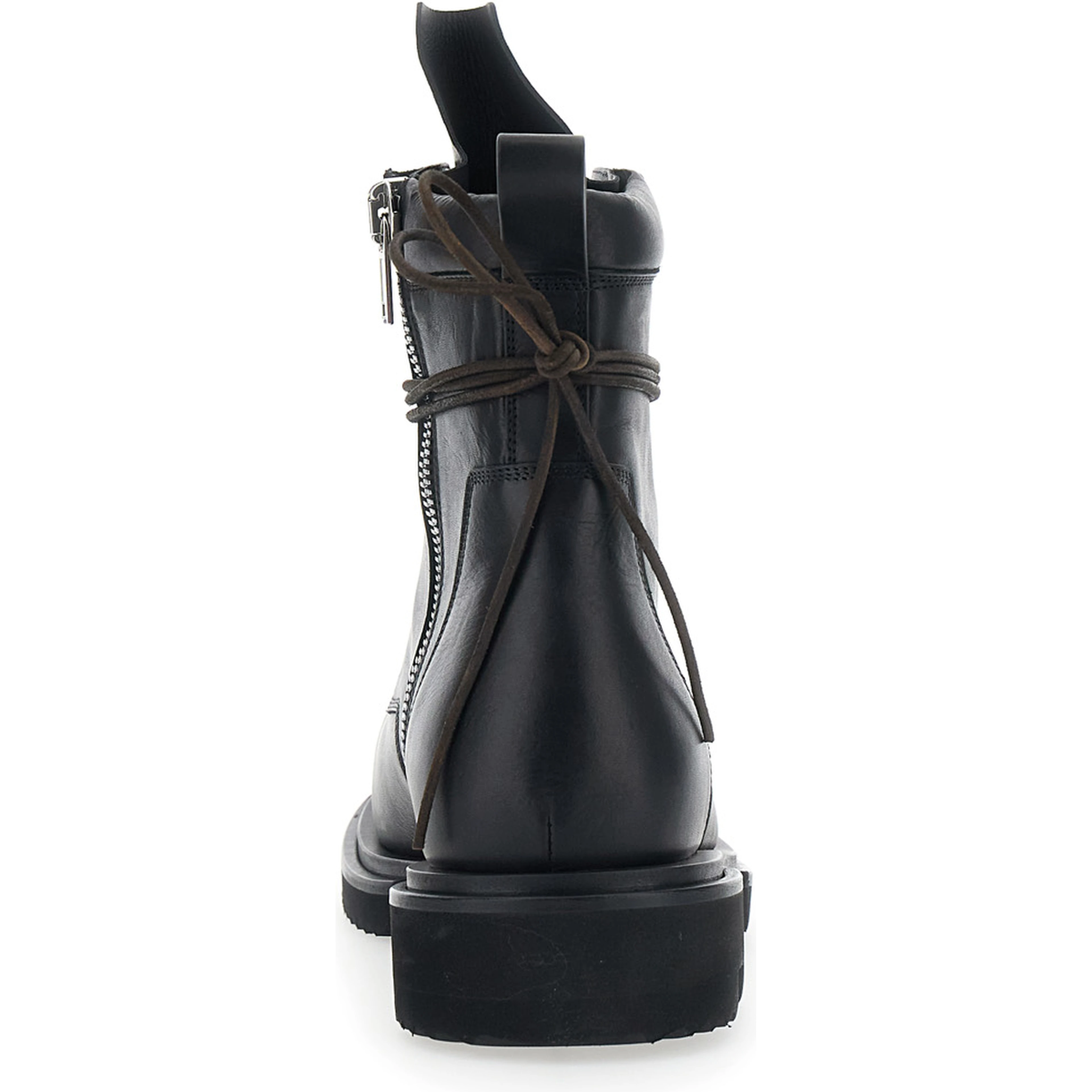 Gabe Black Boots with Oversized Decorative Laces and Side Zip Closure in Leather for Men