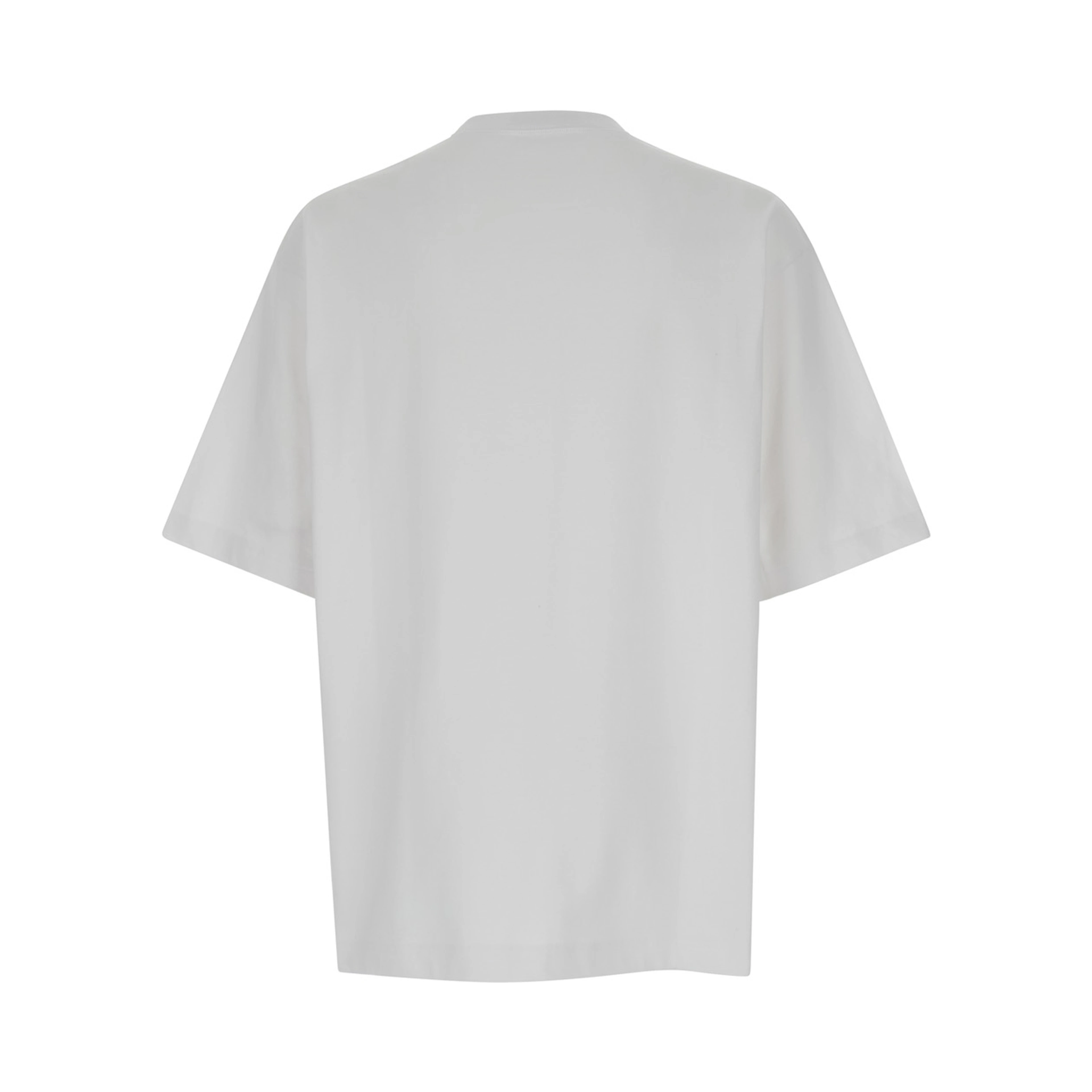 Crew Neck T-Shirt with Gucci and Web Print in White Cotton for Men