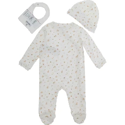 Three-piece set with long sleeves and logo, in white for boy