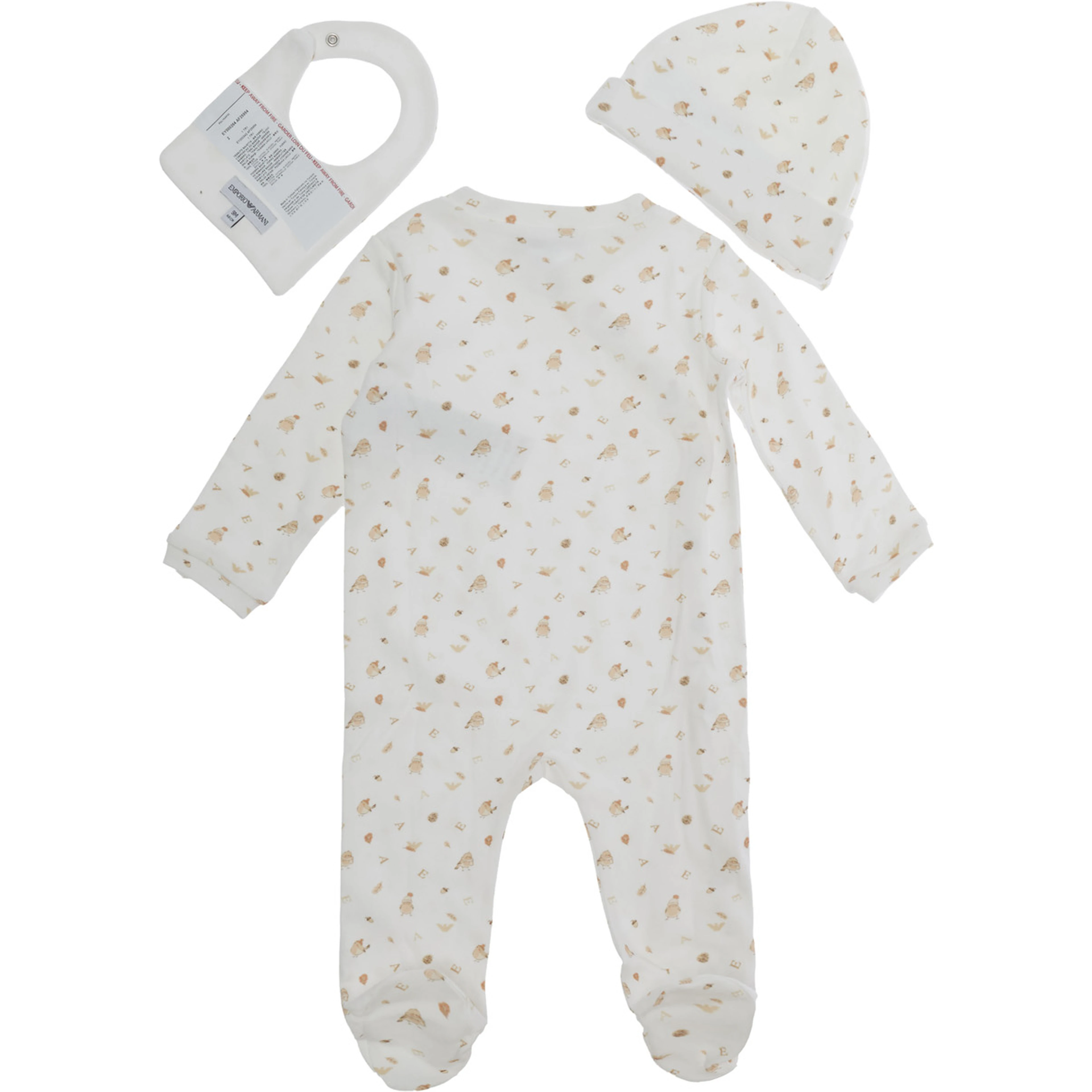Three-piece set with long sleeves and logo, in white for boy