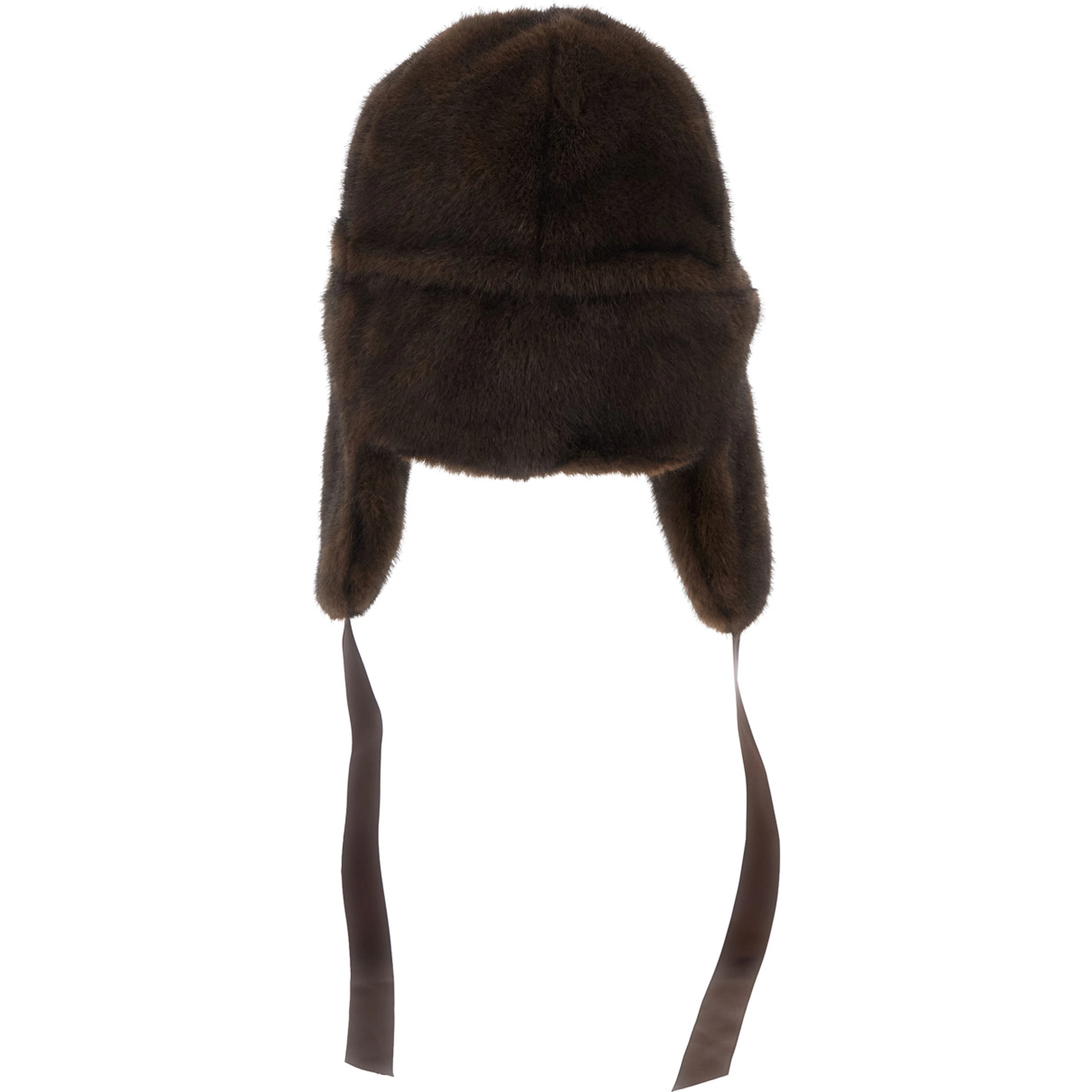 Brown Beanie with Adjustable Drawstring in Fur for Women