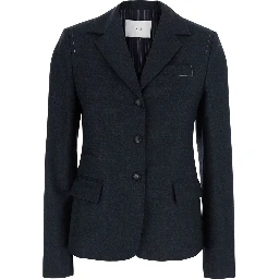 Farrah Grey Single-breasted Jacket with Notched revers in wool blend for women
